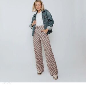 Albion Checkered Brown Audrey trousers Women's XL Tall